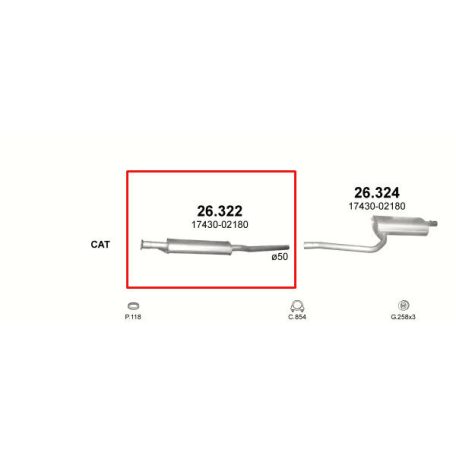 Marix 26-322 középső kipufogó dob – TOYOTA Avensis (T220)