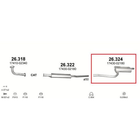 Marix 26-324 hátsó kipufogó dob – TOYOTA Avensis (T220)