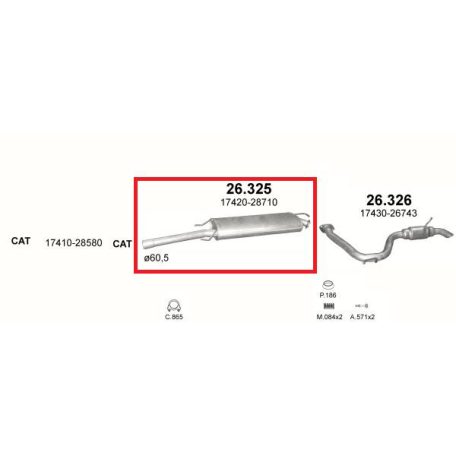 Marix 26-325 középső kipufogó dob – TOYOTA RAV4 (XA30)