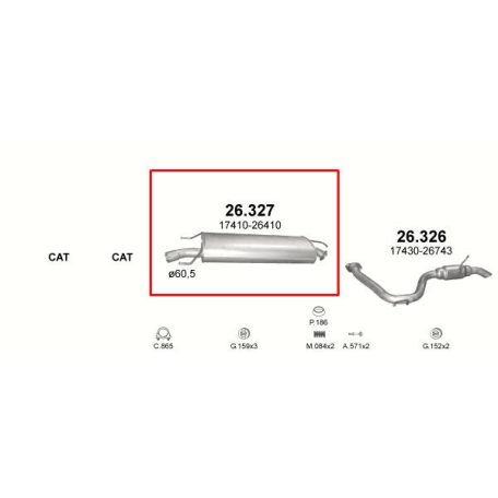 Marix 26-327 középső kipufogó dob – TOYOTA RAV4 (XA30)