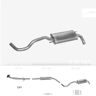   EDEX 30.147 - Kipufogó hátsó dob VW POLO 1.0, 1.3, 1.4, 1.6 (1994-2001)