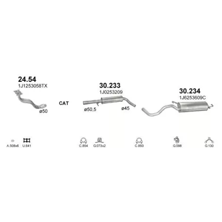 POLMO 30.234 - Kipufogó hátsó dob AUDI A3 1.6, 1.9 D (1996-2010)