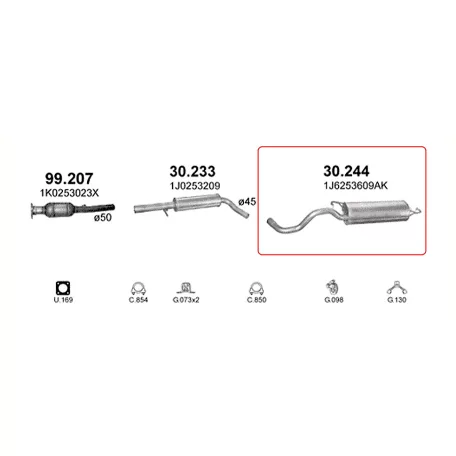 MARIX K30.244 - Kipufogó hátsó dob VW GOLF 1.4 (1997-2010)