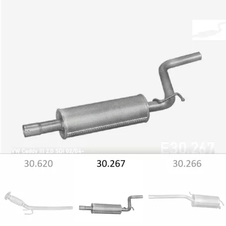 EDEX 30.267 - Kipufogó közép dob VW CADDY III 2.0 D (2004-2010)