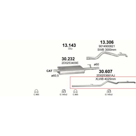 Marix 30-607 kipufogó hátsó cső – VW LT (Typ 2D)