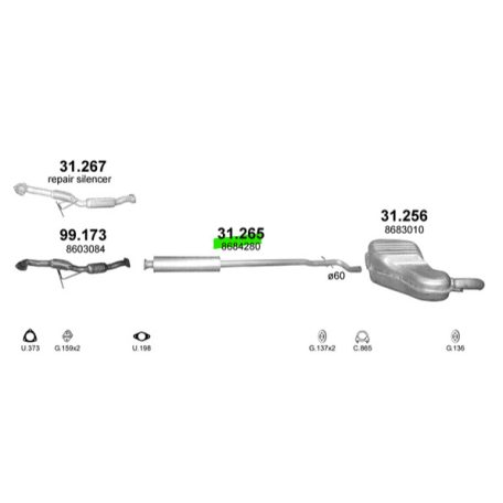 Polmo 31.265 – VOLVO Középső kipufogó dob