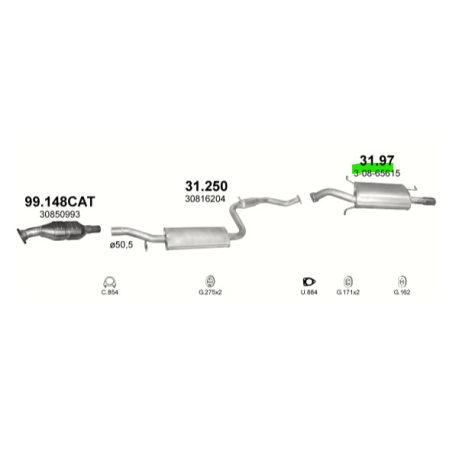 K31.97 Volvo S40 / V40 hátsó kipufogódob