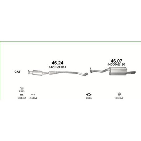 Marix 46-07 hátsó kipufogó dob – SUBARU Legacy III, Outback