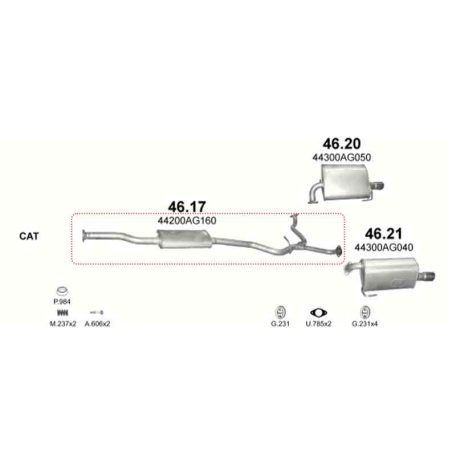 Marix 46-17 középső kipufogó dob – SUBARU Legacy (4th gen)