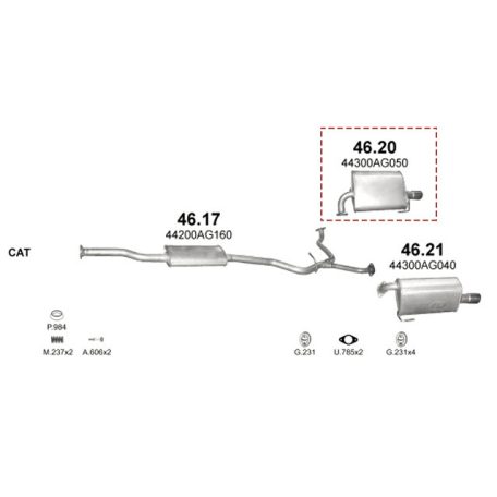 Polmo 46.20 – SUBARU Kipufogó hátsó dob