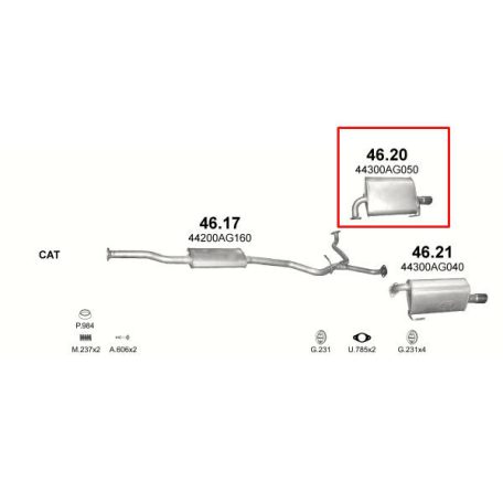Marix 46-20 hátsó kipufogó dob – SUBARU Legacy, Outback