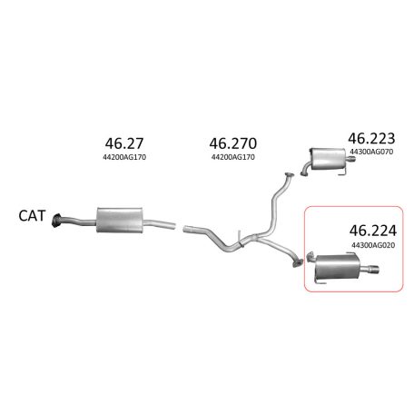 Edex 46-21 hátsó kipufogó dob – SUBARU Legacy, Outback
