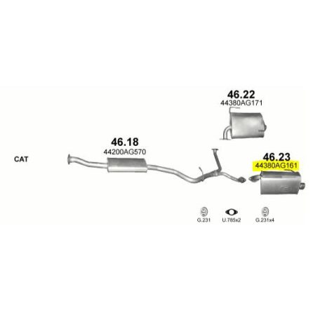 Polmo 46.23 – SUBARU Forester / Legacy Kipufogó hátsó dob