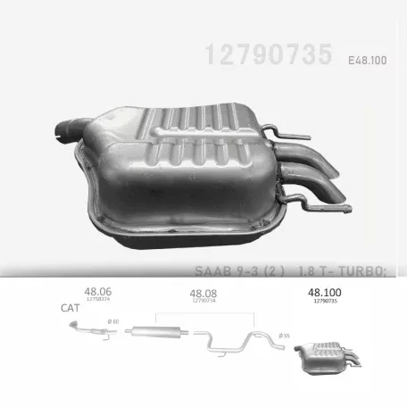 Edex 48.100 hátsó kipufogó dob – SAAB 9-3 II