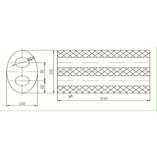 Univerzális ovál kipufogódob, Ø50, 350x210x120mm
