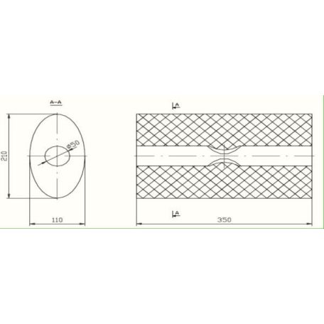 Univerzális ovál kipufogódob, Ø50, 350x210x120mm