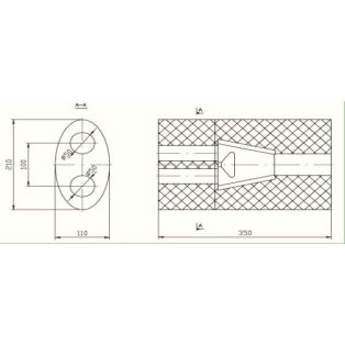 Univerzális ovál kipufogódob, Ø50, 350x230x120mm, 1be2ki