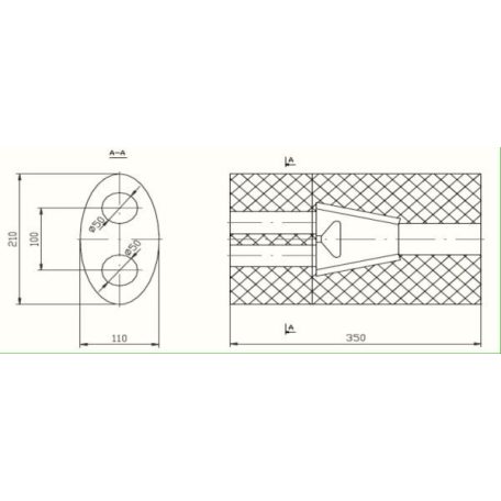 Univerzális ovál kipufogódob, Ø50, 350x230x120mm, 1be2ki