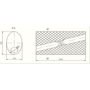 Univerzális ovál kipufogódob, Ø60, 350x210x120mm