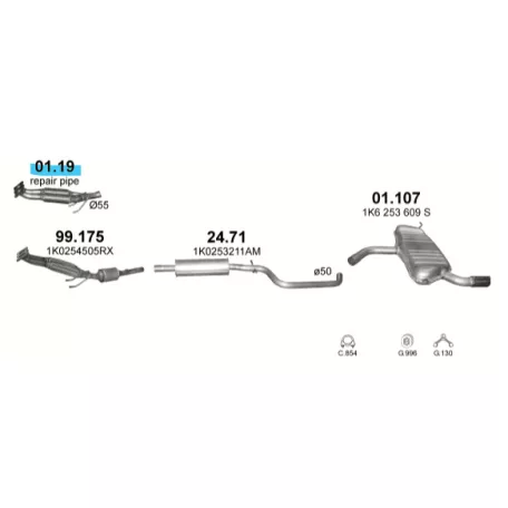 Polmo 01.19 – AUDI A3/Seat/Skoda/VW első kipufogó cső