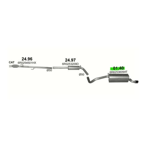 POLMO 01.40 - Kipufogó hátsó dob AUDI A1 1.2 (2009-2015)