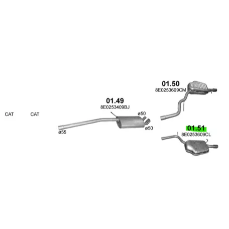 POLMO 01.51 - Kipufogó hátsó dob AUDI A4 2.5 D (2001-2005)