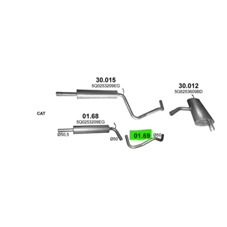 POLMO 01.69 - Kipufogó összekötő cső AUDI A3 1.0 (2015-2022)