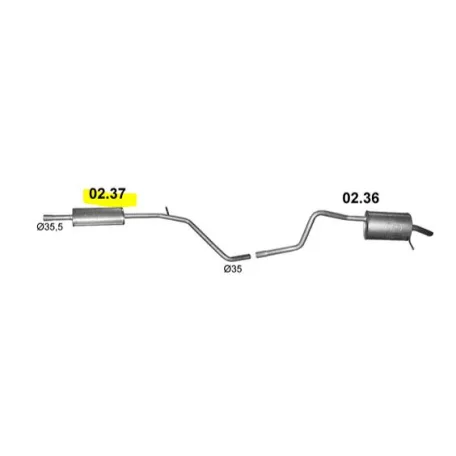 POLMO 02.37 - Kipufogó közép dob DACIA DOKKER 1.6, 1.6 LPG (2012-2015)