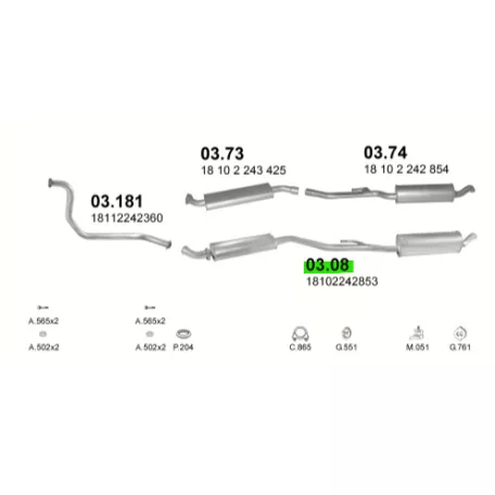 POLMO 03.09 - Kipufogó középső cső BMW 3 E90 2.0 (2005-2012)