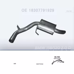   POLMO 03.103 - Kipufogó hátsó dob BMW 1 E81 2.0 D (2004-2007)