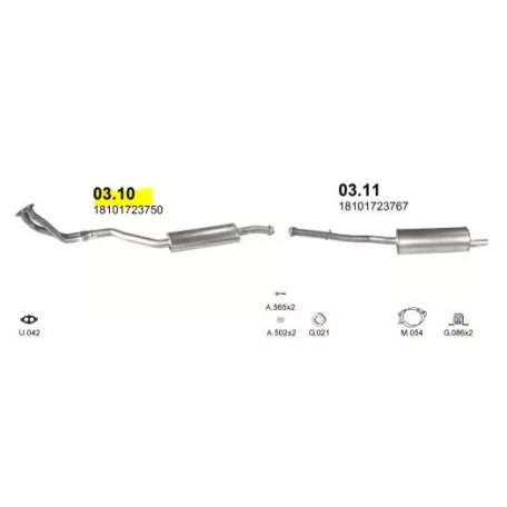 BMW 316i 1.6 90-93 Középső Kipufogó Dob - Polmo 03.10