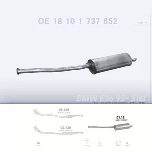  POLMO 03.12 - Kipufogó hátsó dob BMW 3 E36 1.6 (1991-1998)