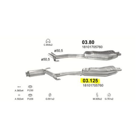 Polmo 03.125 – BMW 5 E34 Kipufogó rendszer