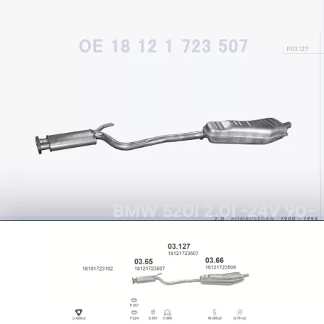 POLMO 03.127 - Kipufogó rendszer BMW 5 E34 2.0 (1990-1995)
