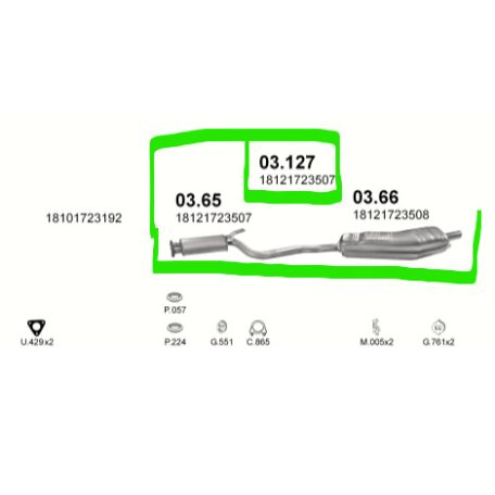 Polmo 03.127 – BMW 5 E34 Kipufogó rendszer