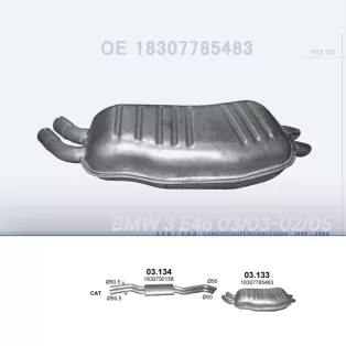  POLMO 03.133 - Kipufogó hátsó dob BMW 3 E46 2.9 D, 3.0 D (1999-2005)