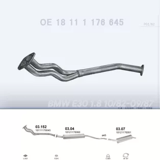   POLMO 03.152 - Kipufogó gyűjtő cső BMW 3 E30 1.8 (1982-1990)