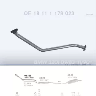  POLMO 03.159 - Kipufogó gyűjtő cső BMW 3 E30 2.0 (1983-1991)