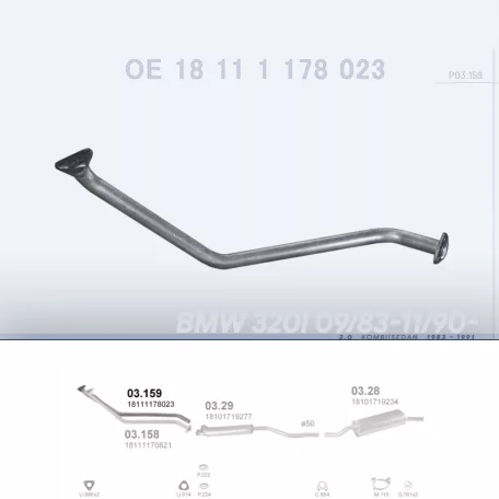 POLMO 03.159 - Kipufogó gyűjtő cső BMW 3 E30 2.0 (1983-1991)