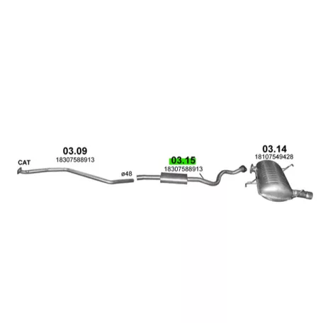 BMW E90-318i Középső Kipufogó Dob - Polmo 03.15