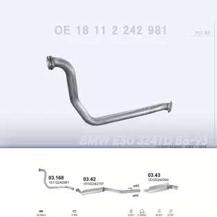   POLMO 03.168 - Kipufogó gyűjtő cső BMW 3 E30 2.4 TD (1988-1992)