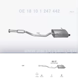  POLMO 03.17 - Kipufogó rendszer BMW 3 E36 1.8, 1.9 (1995-2000)