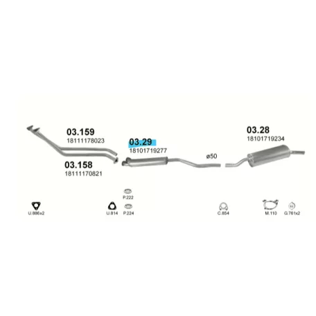 Polmo 03.29 – BMW 3 E30 Középső kipufogó dob