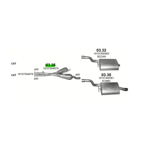 Polmo 03.36 – BMW 5 E39 Középső kipufogó dob