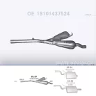 POLMO 03.37 - Kipufogó közép dob BMW 5 E39 2.0, 2.5 (1995-1998)