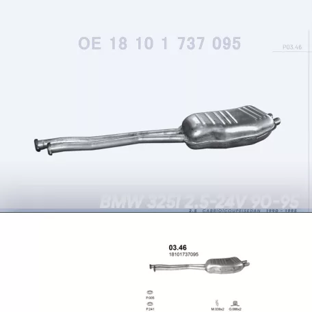 POLMO 03.46 - Kipufogó hátsó dob BMW 3 E36 2.5 (1990-1995)