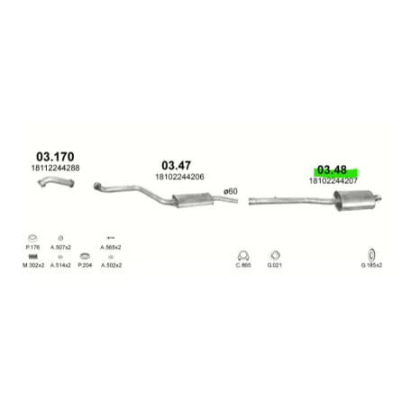BMW 325 2.5TD 2.5TDS 90-99 Hátsó Kipufogó Dob - Polmo 03.48