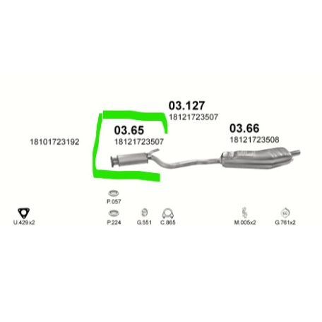 Polmo 03.65 – BMW 5 E34 Középső kipufogó dob