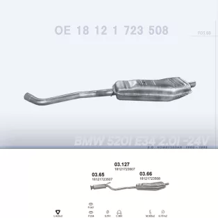   POLMO 03.66 - Kipufogó hátsó dob BMW 5 E34 2.0 (1990-1995)