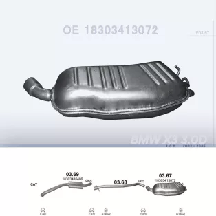   POLMO 03.67 - Kipufogó hátsó dob BMW X3 E83 3.0 D (2003-2005)